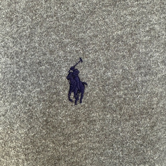 Y2K Polo Ralph Lauren Men’s Full Zip Fleece Jacket XL Gray White Stripe MockNeck - Picture 12 of 16